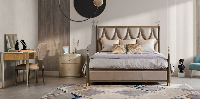 Bed Double Solid wood Hotel Beds Sleep Room Design Upholstery 180x200cm