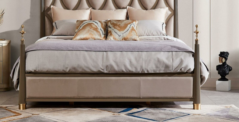Bed Double Solid wood Hotel Beds Sleep Room Design Upholstery 180x200cm