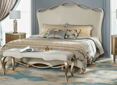 Bedroom Set Double Console Beds 2x Bedside table Upholstery 3pcs. Solid wood