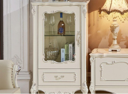 Classic Living room Furniture White Wood Showcase Gold Display case Wardrobe