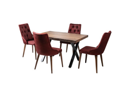 Dining table Suite Table Dining room Set Table 4x Chairs Chair group Suite 5 pieces