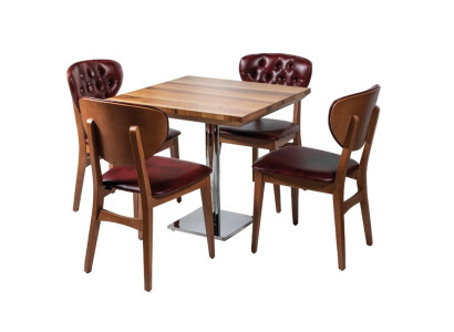 Dining set Table + x4 Chesterfield armchairs set Group Dining set 5 pieces.