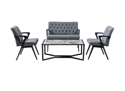 Sofa Suite Loft Furniture Law Firm Waiting Room Seat Group Table Chairs Set 4pcs.