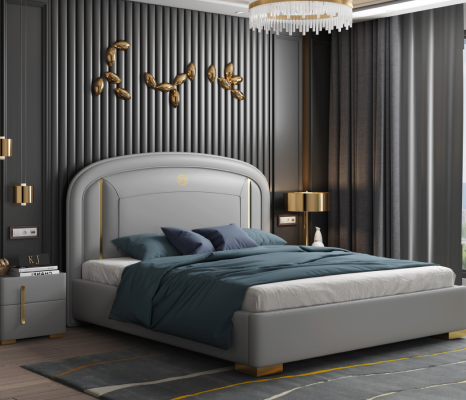 Modern Design Bed 180x200 Velvet Metal Hotel Beds Double Marriage Sleep