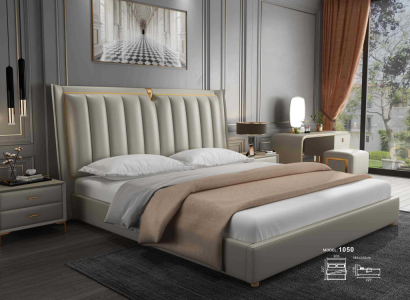 Luxury Bed Upholstered bed Leather Bedroom Beds 180x200cm Double bed
