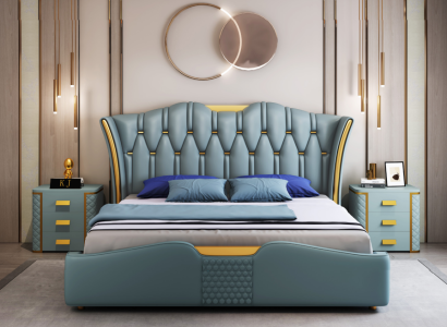 Green Bedroom Bed Upholstery Design Double Hotel Beds 180x200cm