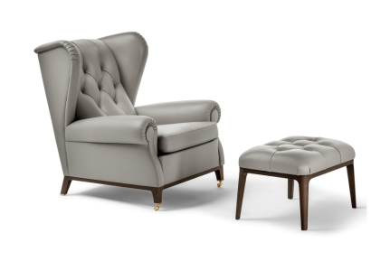 Modern Set Suite Upholstery Relax TV 2pcs. Armchair Stool Side