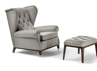 Modern Set Suite Upholstery Relax TV 2pcs. Armchair Stool Side