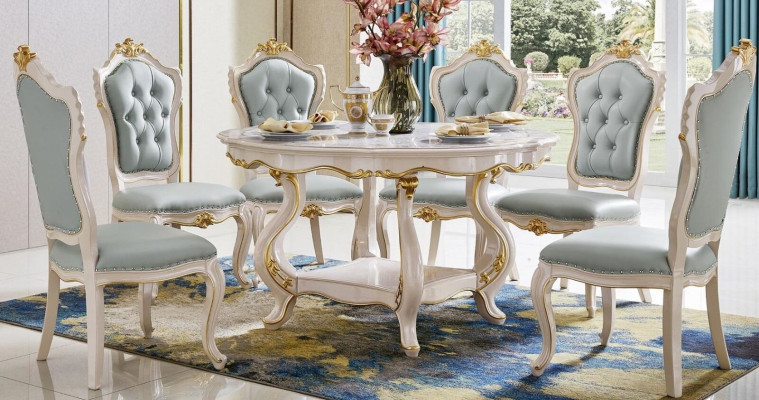 HellBlue he Chesterfield Chair Luxury Dining room Designer Chairs Upholstery Einistzer Baroque style