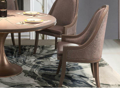 Dining Room 1x Chair Set Seat Chairs Upholstery Lehn Designer Real Wood Armchair