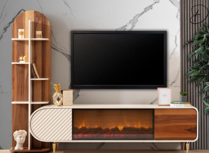 Fireplace Sideboard Fire Imitation Wardrobe Shelf Sideboard Lowboard TV-cabinet tv Wood new