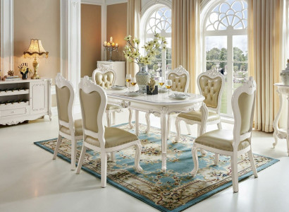 Classic r Solid wood Dining room Table 6x Chair Set Dining table Chairs 7pcs