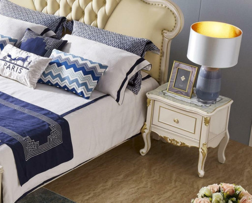 Classic Bed Bedroom Dressing table Set Bedside table Stool 5pcs. Solid wood