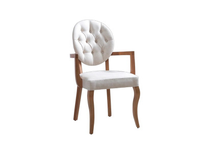 White -Brown Chesterfield Chair Upholstered Chair Designer Leather Seater