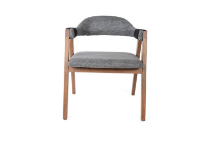 Modern Armchair Chair 1x Dining room Real Wood Lounge Seat Upholstered Chair Textile