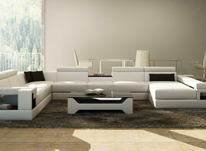 Leather sofa Couch Living landscape Corner sofa Corner Suite Design Modern Sofa 6138
