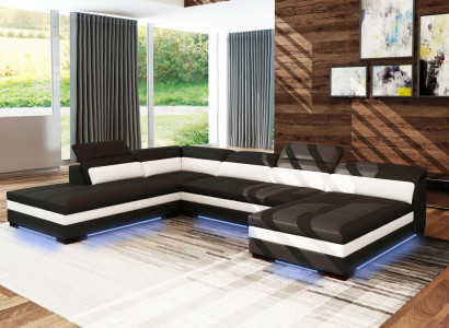 Leather sofa Couch Living landscape Corner sofa Corner Suite Design Modern Sofa 5127