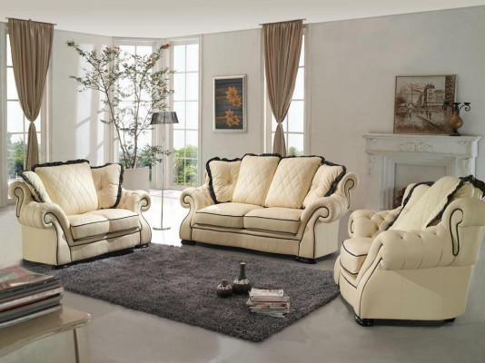 Classic Couch Set Sofa Upholstery Seat Leather Suite 3+2+1 Sofas