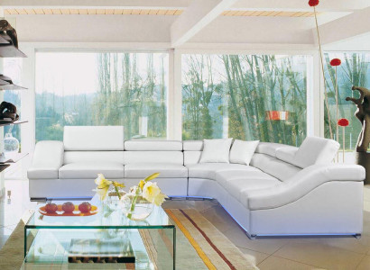 Leather sofa Couch Living landscape Corner sofa Corner Suite Sofa Design Modern