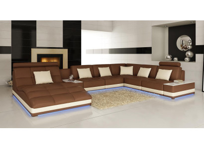 Bix XXL Living landscape Seat corner Upholstery Leather Suite couch U-shape