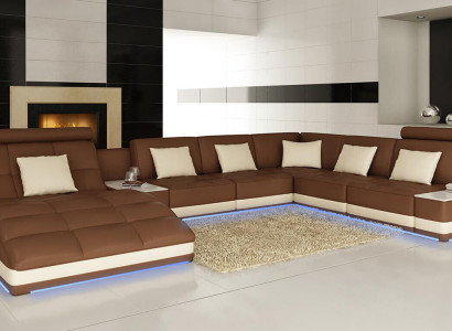 Bix XXL Living landscape Seat corner Upholstery Leather Suite couch U-shape