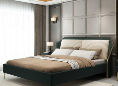 Luxury Textile Bed Double Design Bedroom Classic Beds Green