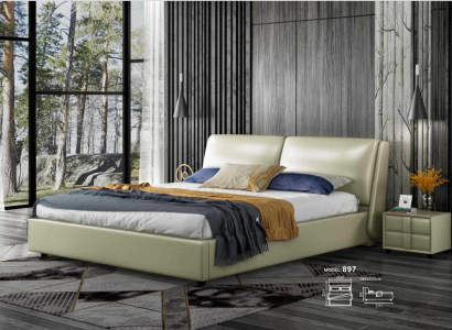 Leather bed Beds double marriage modern frame luxury bedroom hotel 180x200