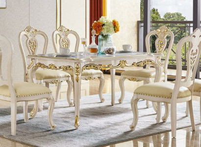Dining table Classic r Dining room Set 7pcs Set 6x Chairs Dining set Solid wood