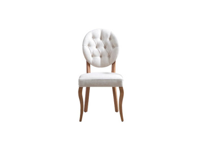White Chesterfield upholstered chair designer dining room seating chairs luxury single seater