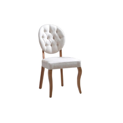 White Chesterfield upholstered chair designer dining room seating chairs luxury single seater