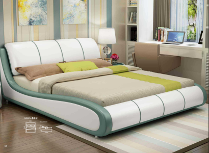 Designer Bed Bedroom Luxury Double bed Beds Leather Hotel Upholstery