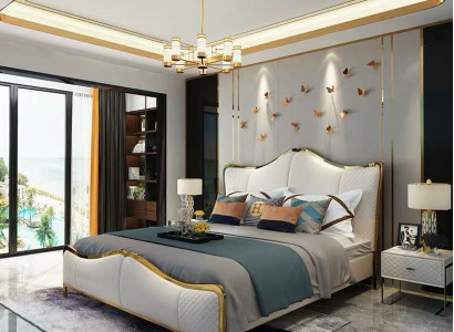 Bed Upholstery Design Luxury Double Hotel Beds Marriage 180x200cm Sleep Room Leather