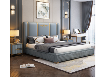 Bed Upholstery Design Luxury Metal Double Beds Hotel Marriage Sleep Room