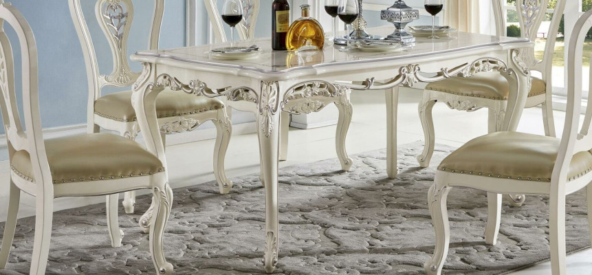 Antique Style Dining room Set Baroque Chair Table 6x Chairs Wood Solid wood