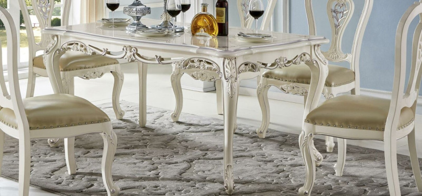 Antique Style Dining room Set Baroque Chair Table 6x Chairs Wood Solid wood