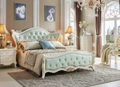 Design Bedroom 5 pcs. Bed Bedside table Baroque Wardrobe Solid wood