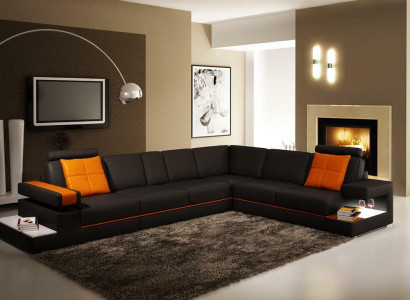 Leather sofa couch living landscape corner sofa corner modern suite design decor