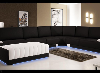 Upholstery Leather Sofa Sofa Couch Upholstery Corner Seat Suite U-shape XXL Big
