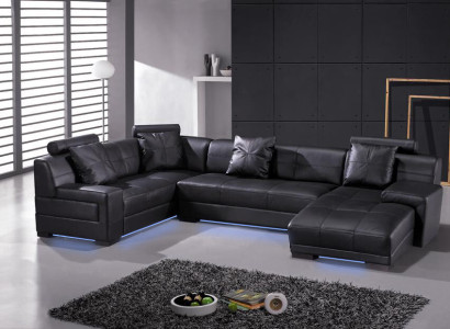 Leather sofa couch living landscape corner sofa corner suite modern design decor