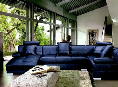 Leather sofa Couch Living landscape Corner sofa Corner Suite Design Modern Decor