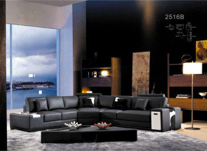 Leather sofa Couch Living landscape Corner sofa Corner Suite Design Modern