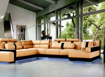 XXL U-shape Leather Living landscape Couch Upholstery Seat Corner sofa Sofa Large Suite