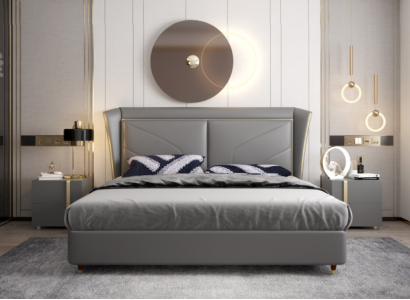 Bed Upholstery Design Luxury Double Hotel Beds Marriage Leather 180x200cm