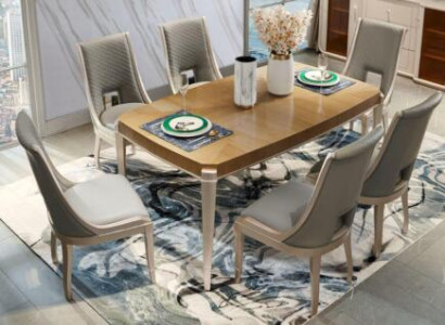 Chair Set Living room Suite Solid wood Upholstery Dining room 4x Chairs Group