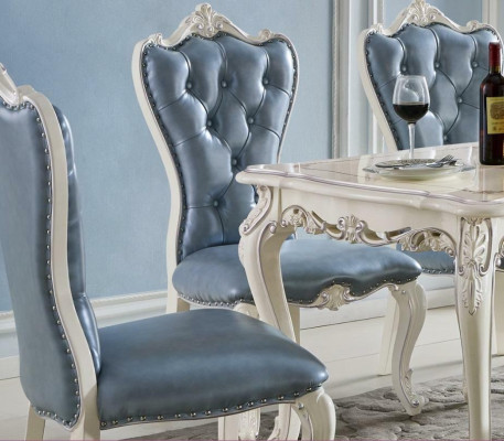 Classic r Dining room Table Chesterfield x4 Chairs 5pcs. Set of solid wood baroque style furniture