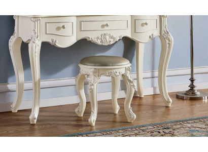 Pouf Footstool Round Seat Stool Stool Upholstered Stool Noble Designer Wood new