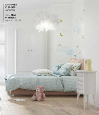 Childrens room Childrens bed Bed Bedside table Wardrobe Wood Furniture White Set 3pcs