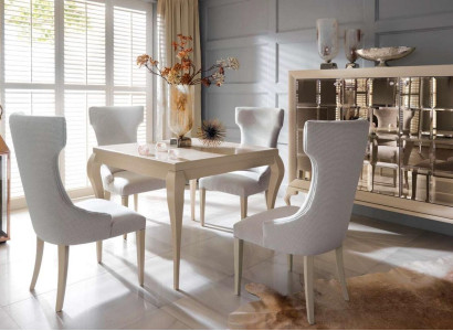 Luxury Dining room Dining table Chair Dining set Dinette Chairs Luxury White Set 5pcs