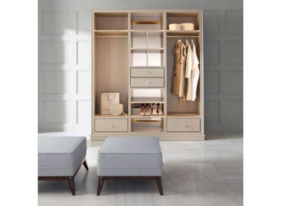 Open Wardrobe Bedroom Wardrobe Walk-in Furniture Wardrobe Wood Beige
