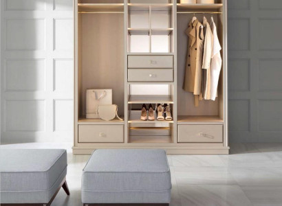 Open Wardrobe Bedroom Wardrobe Walk-in Furniture Wardrobe Wood Beige